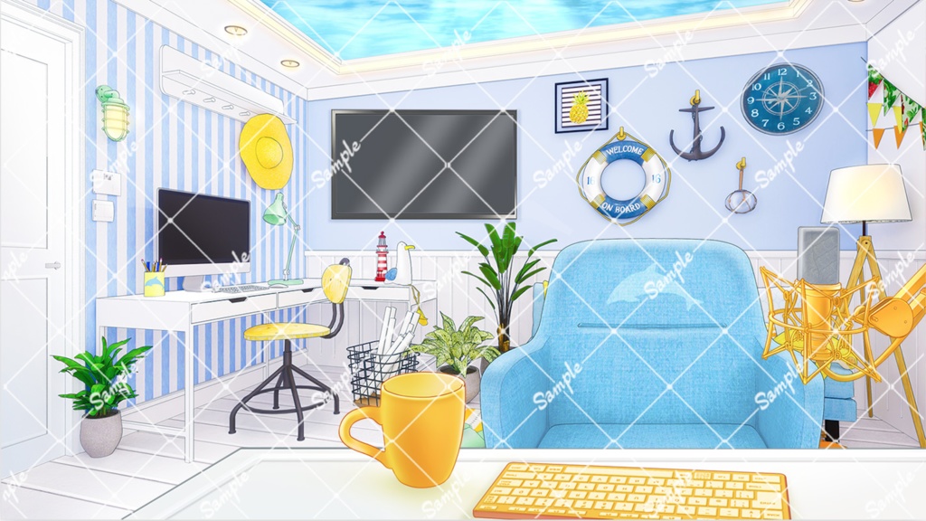 【Vtuberさん配信部屋】サマーマリンなお部屋【企画・雑談・歌枠用配信素材】