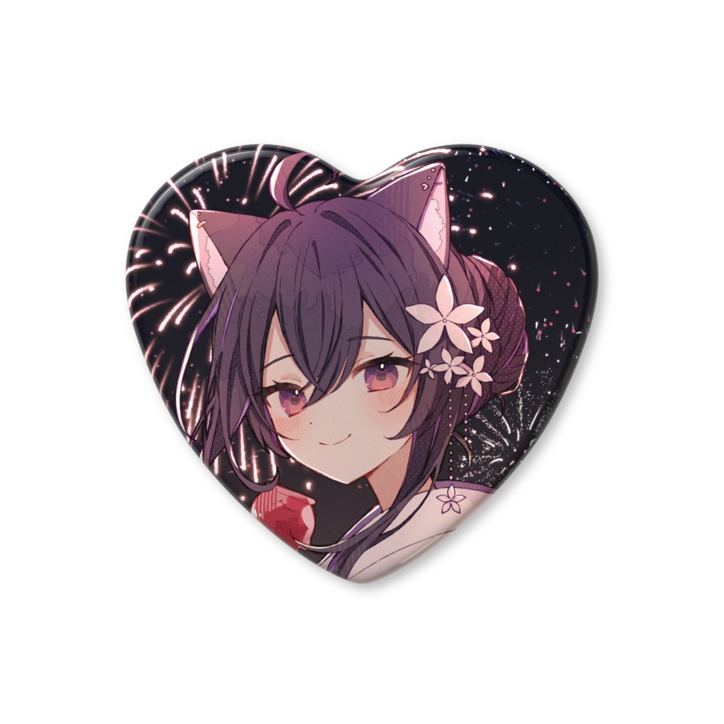 夏グッズ ハート型缶バッジ