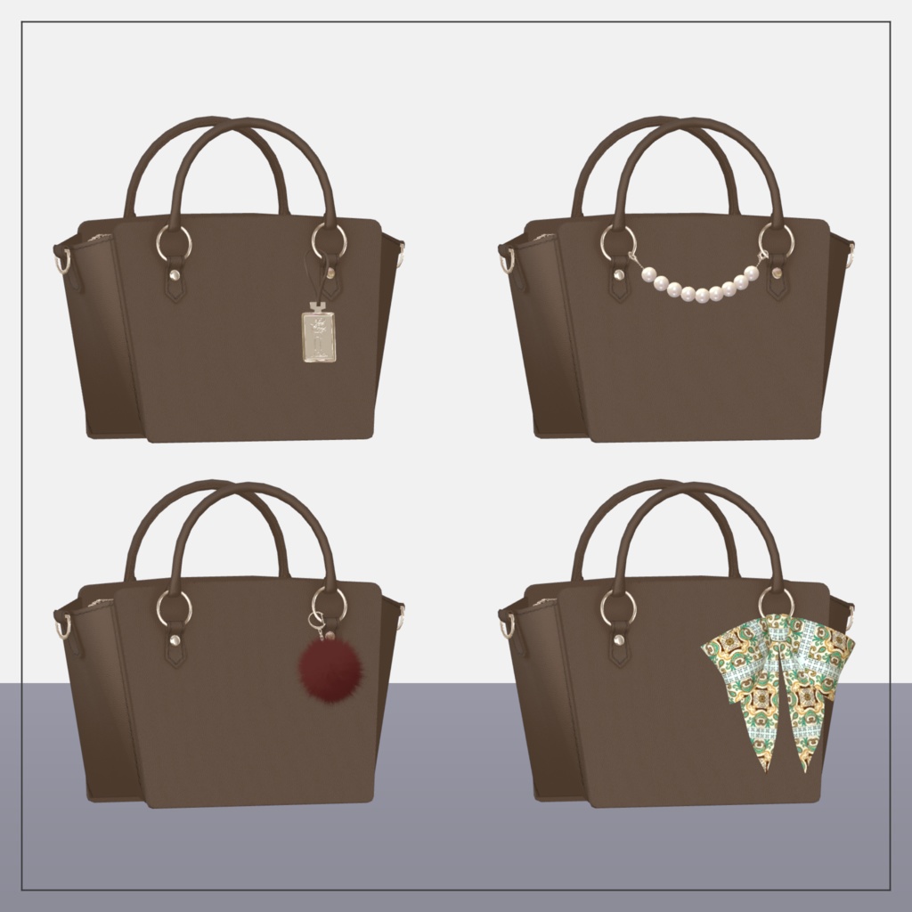 【全20種】アクセサリー付きレザーバッグ ver1.11【シェイプキーあり】