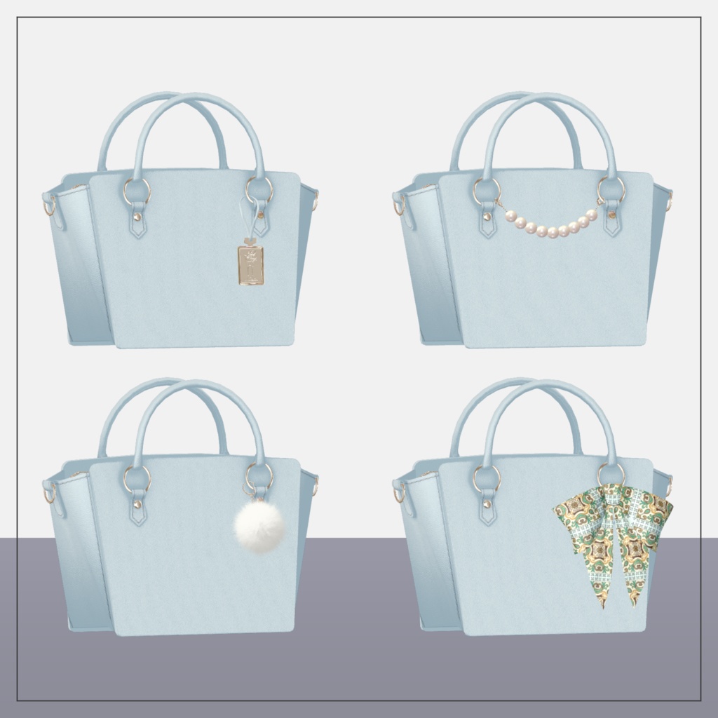 【全20種】アクセサリー付きレザーバッグ ver1.11【シェイプキーあり】