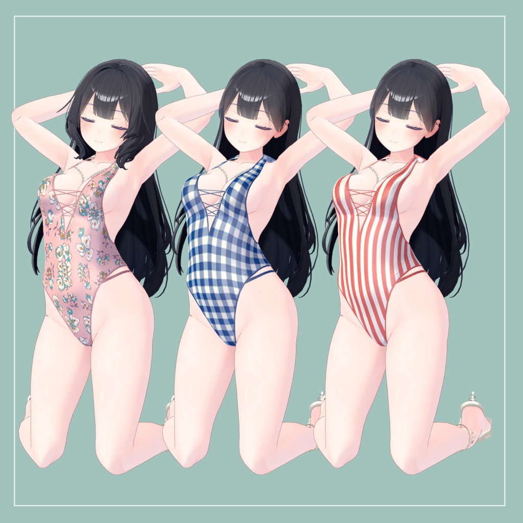 【桔梗対応】ハイレグ-モノキニ ver1.1【全6柄】