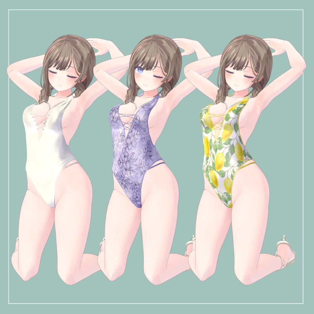 【桔梗対応】ハイレグ-モノキニ ver1.1【全6柄】