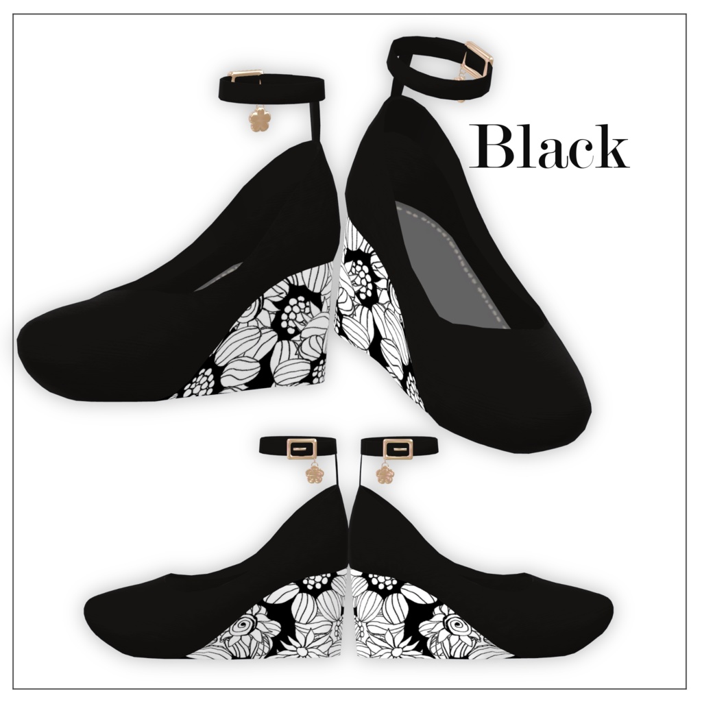 【19体対応】フラワーパンプス ver1.1【全5色】