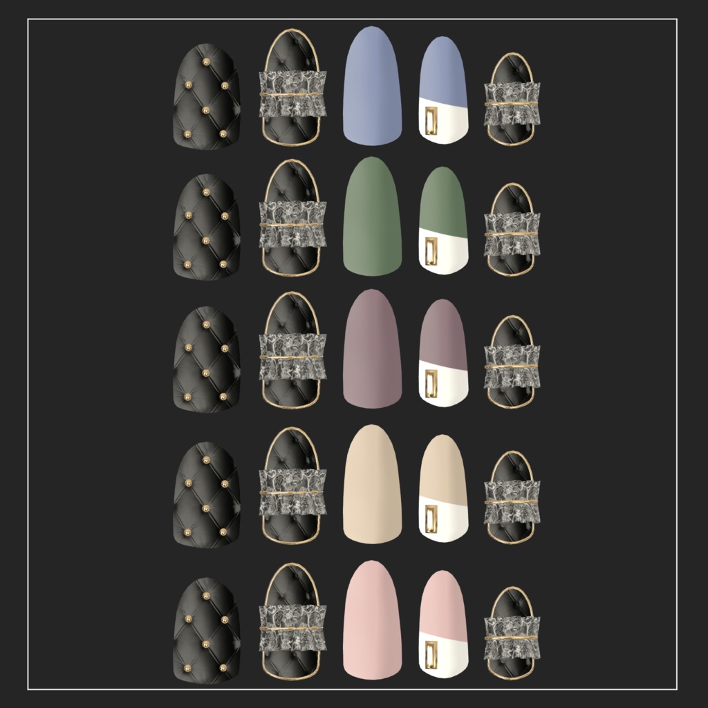 【21体対応】レースネイル ver1.1【全5色】