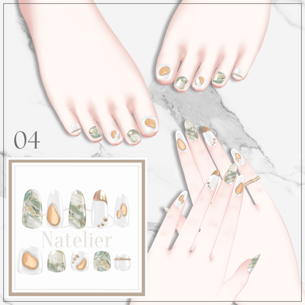 【手足用/指輪付】ストーンネイル【10体対応】