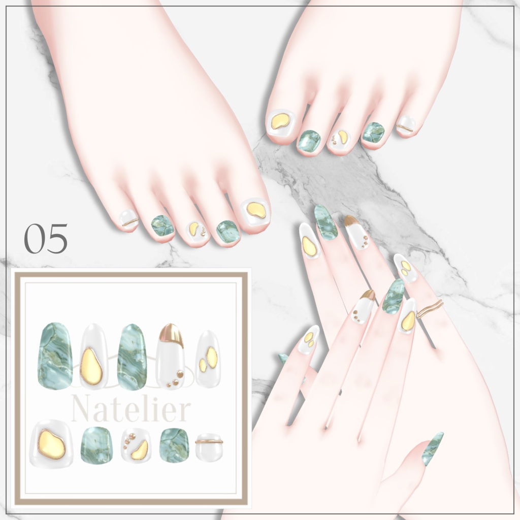 【手足用/指輪付】ストーンネイル【10体対応】