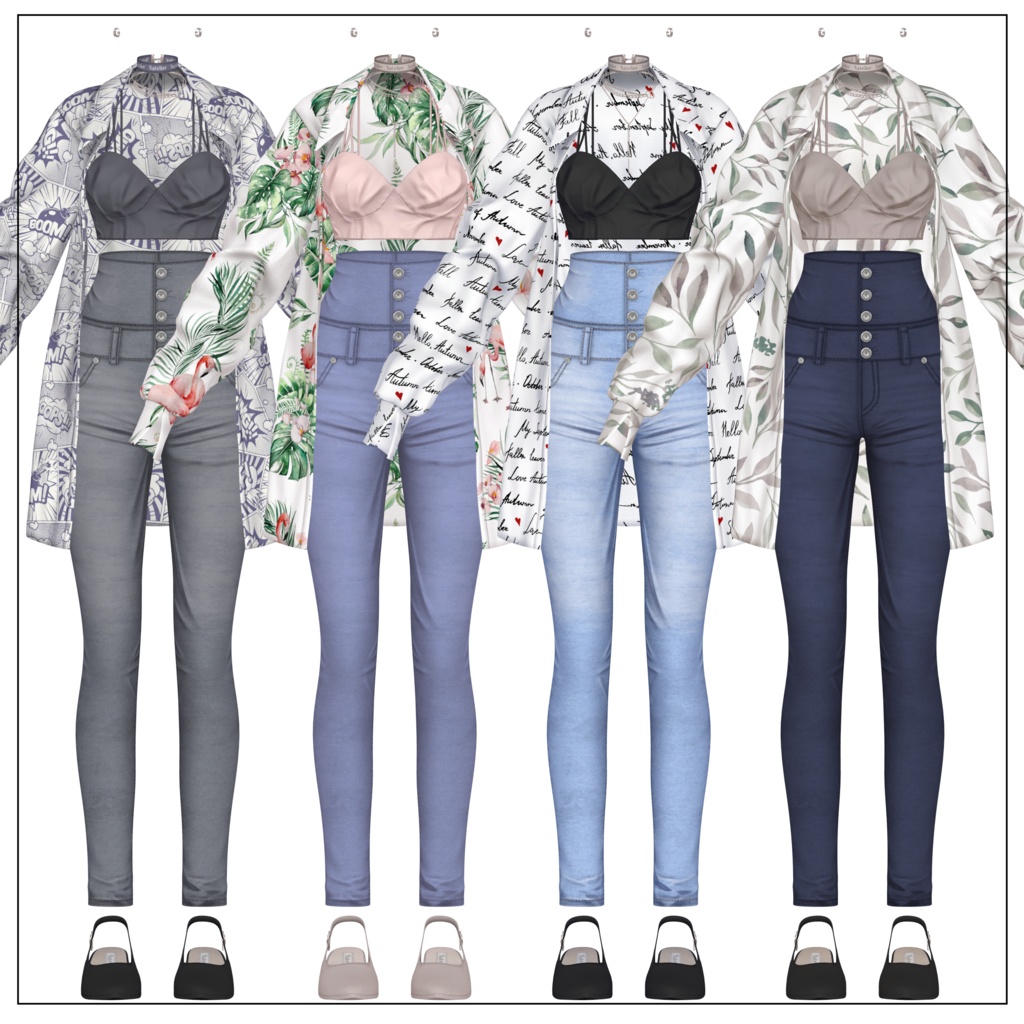 【12体対応】柄シャツ&スキニージーンズ