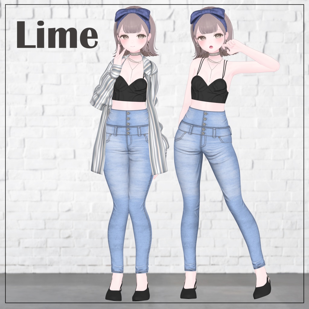 【12体対応】柄シャツ&スキニージーンズ