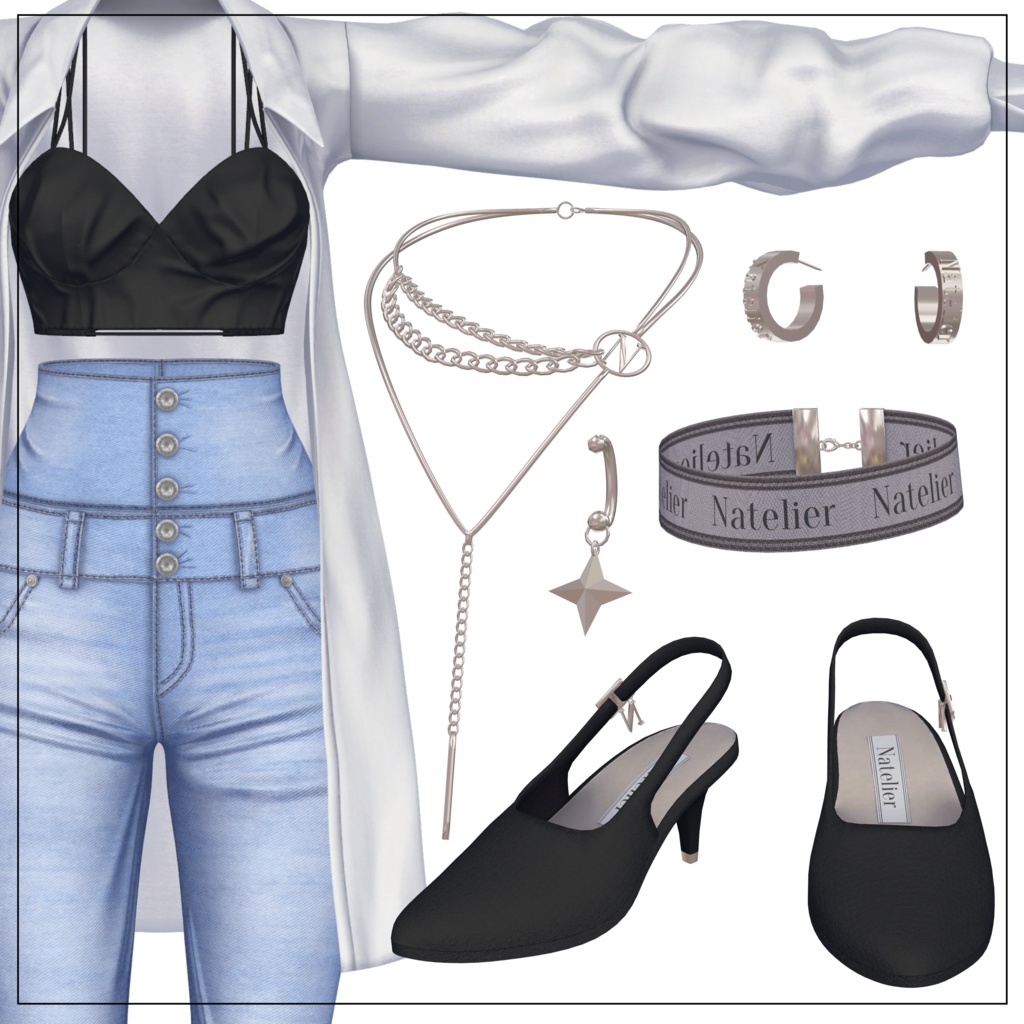 【12体対応】柄シャツ&スキニージーンズ