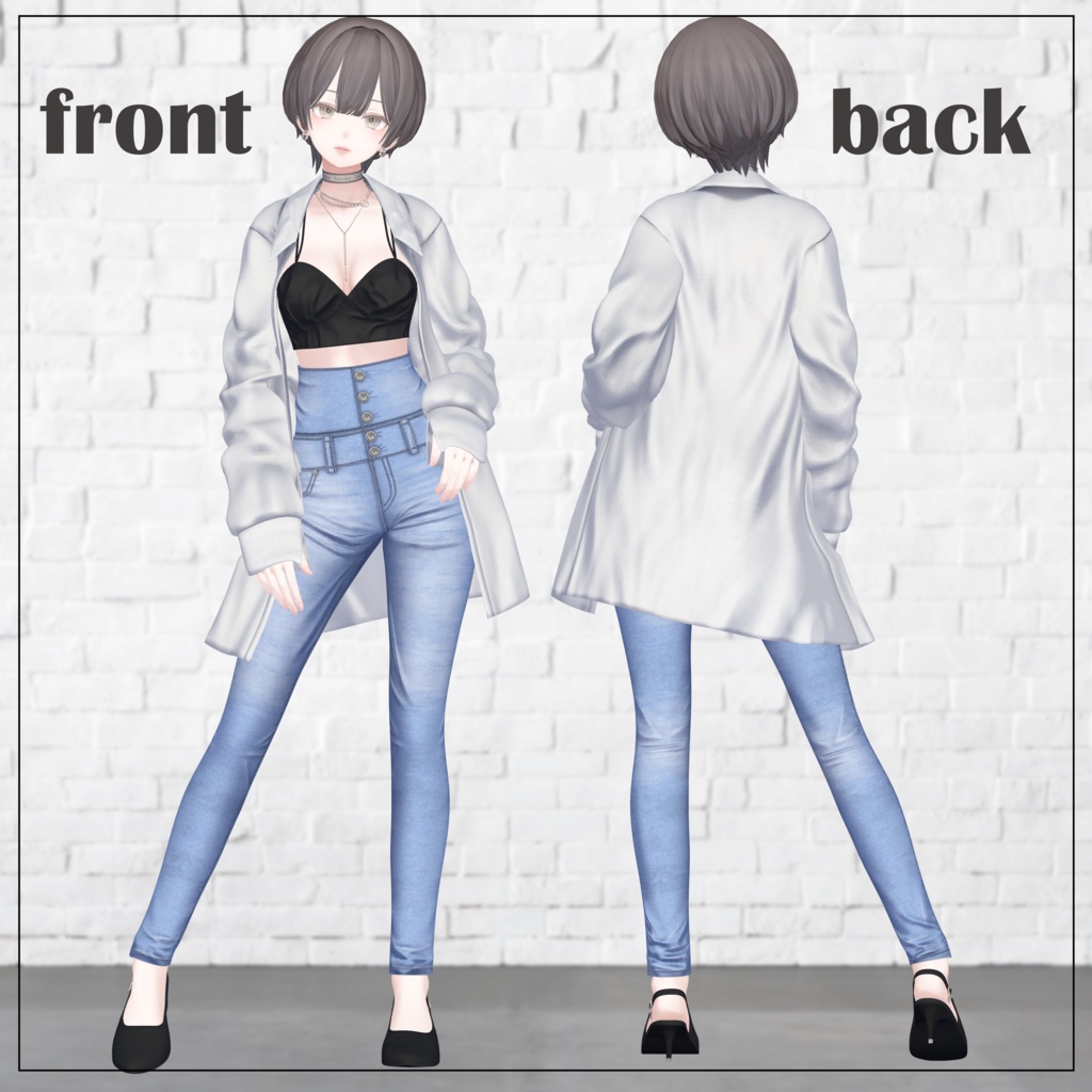 【12体対応】柄シャツ&スキニージーンズ