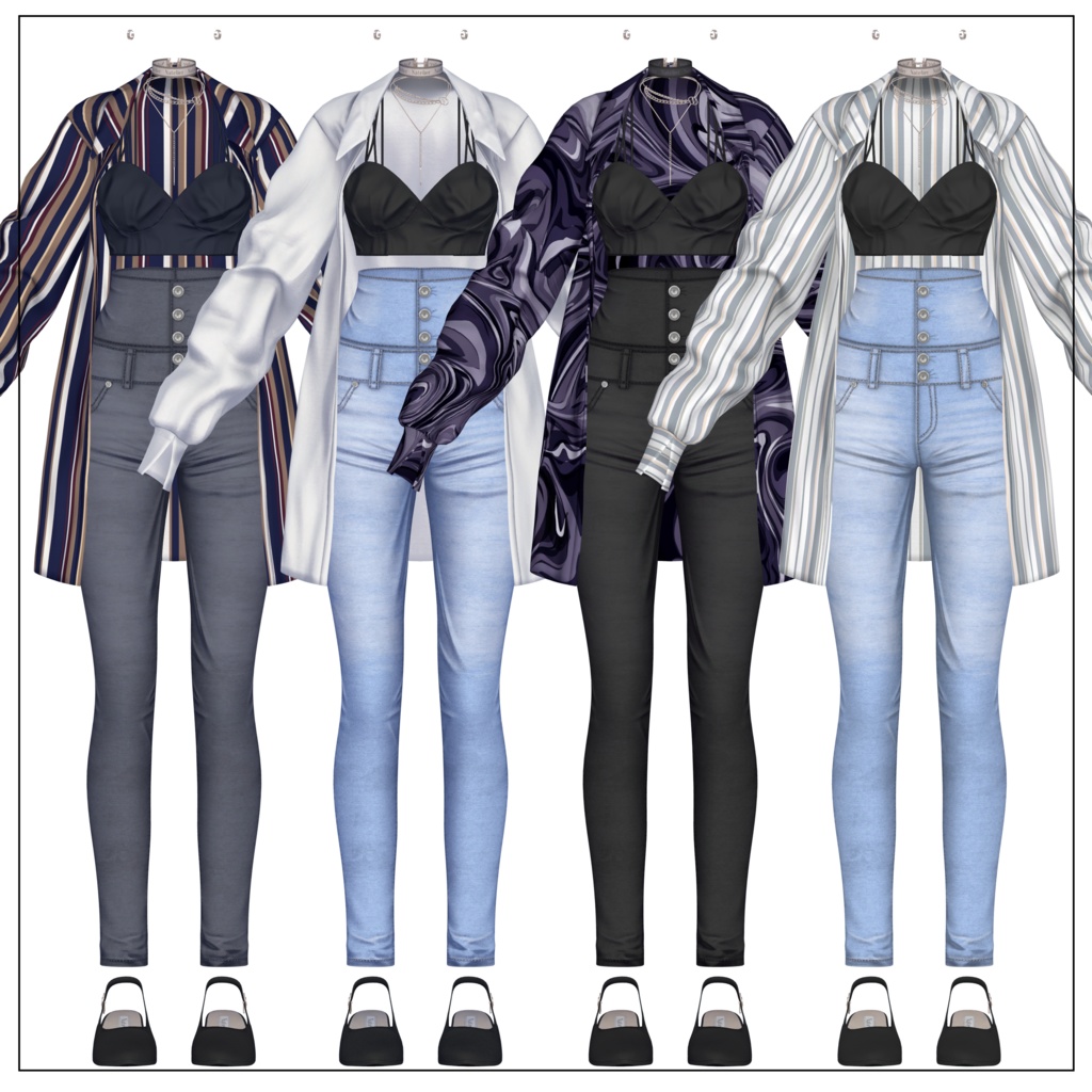 【12体対応】柄シャツ&スキニージーンズ