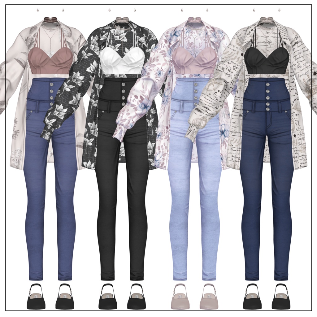 【12体対応】柄シャツ&スキニージーンズ