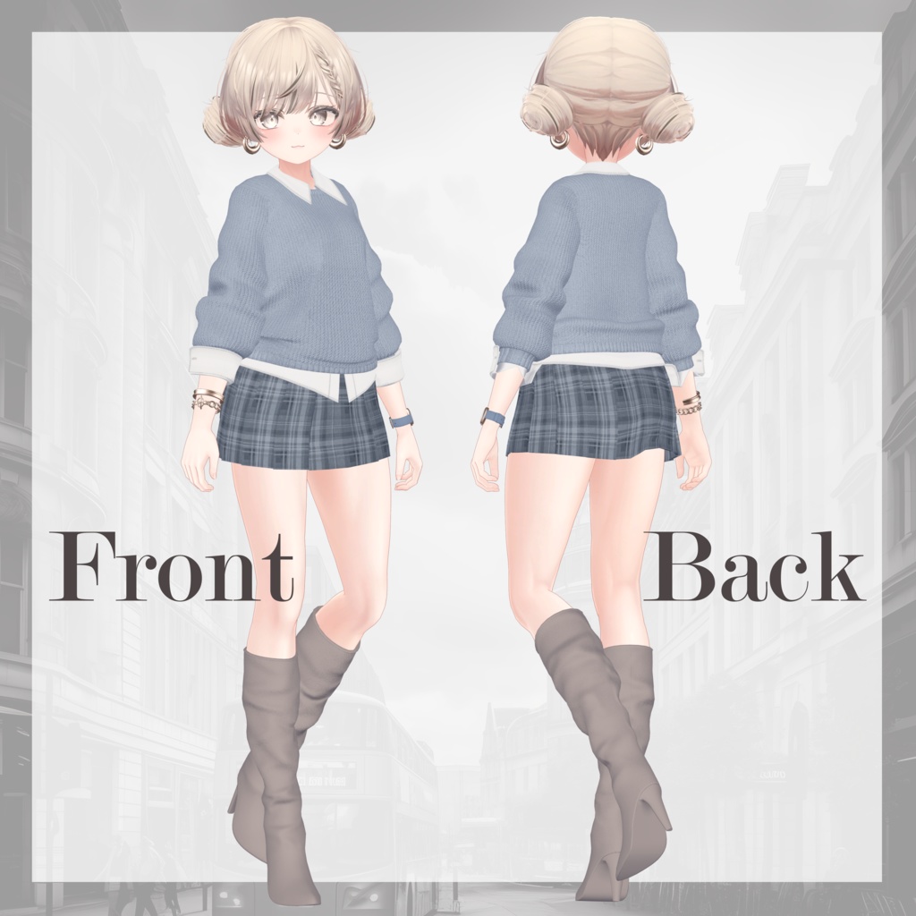 【13体対応】ニット&シャツコーデ