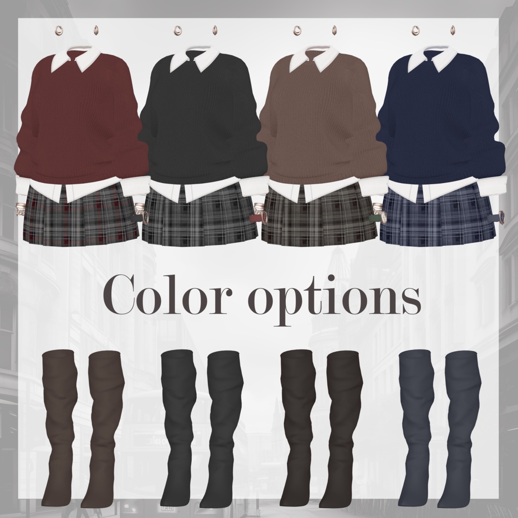 【13体対応】ニット&シャツコーデ