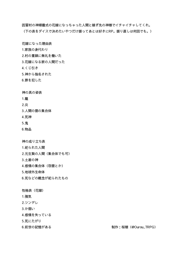 神婚イチャイチャTRPG