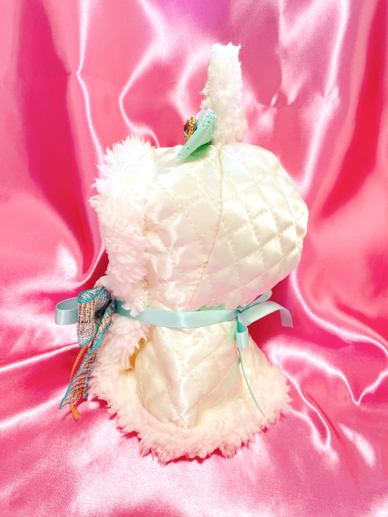 折れ耳うさぎ🐰ホワイトキルティング×グリーンツイード🎀