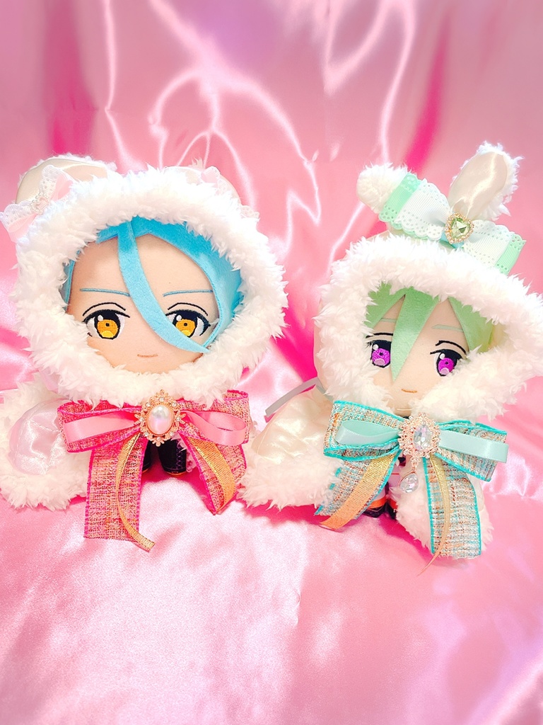 くま耳🧸ピンクキルティング×ピンクツイードケープ🎀