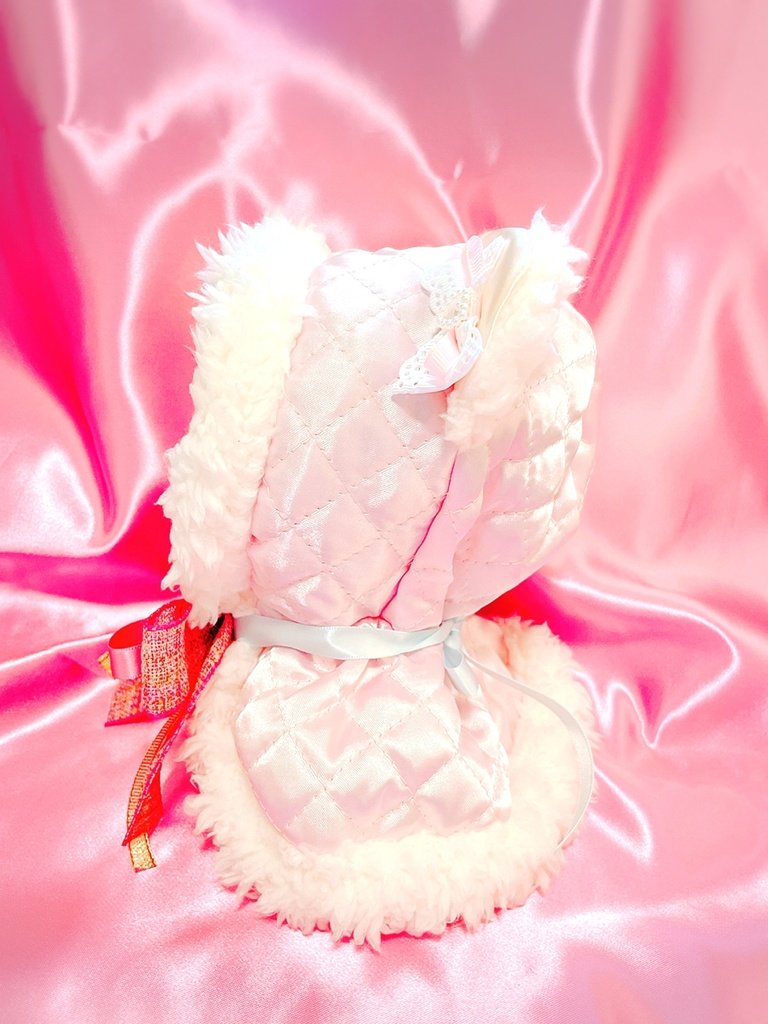 くま耳🧸ピンクキルティング×ピンクツイードケープ🎀