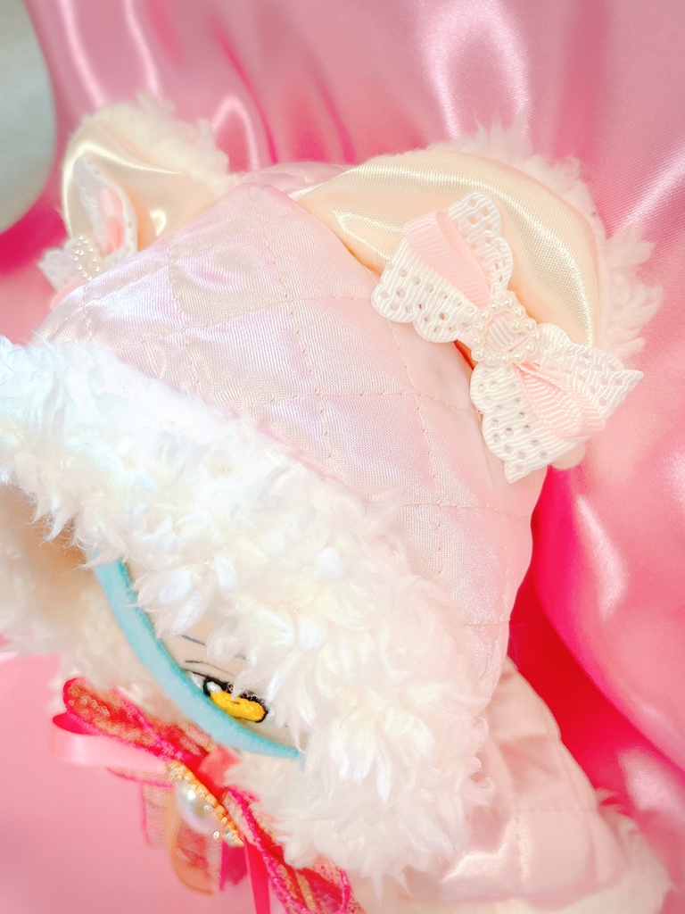 くま耳🧸ピンクキルティング×ピンクツイードケープ🎀