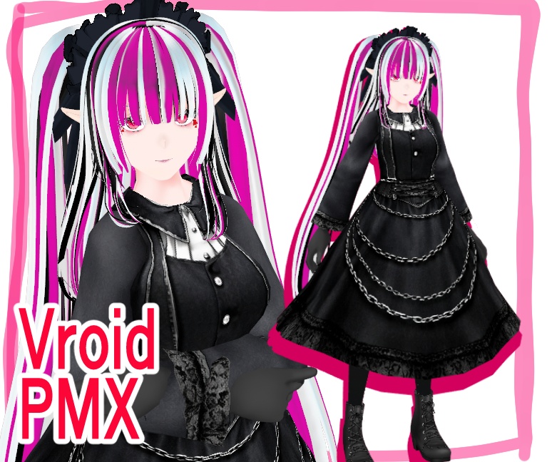 【モデル配布】ゴシック風少女【Vroidデータは商用ok/Pmxデータは無料版のみ】