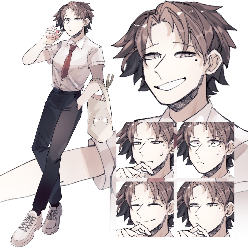 【立ち絵素材】コンビニ帰り男子高校生ver1