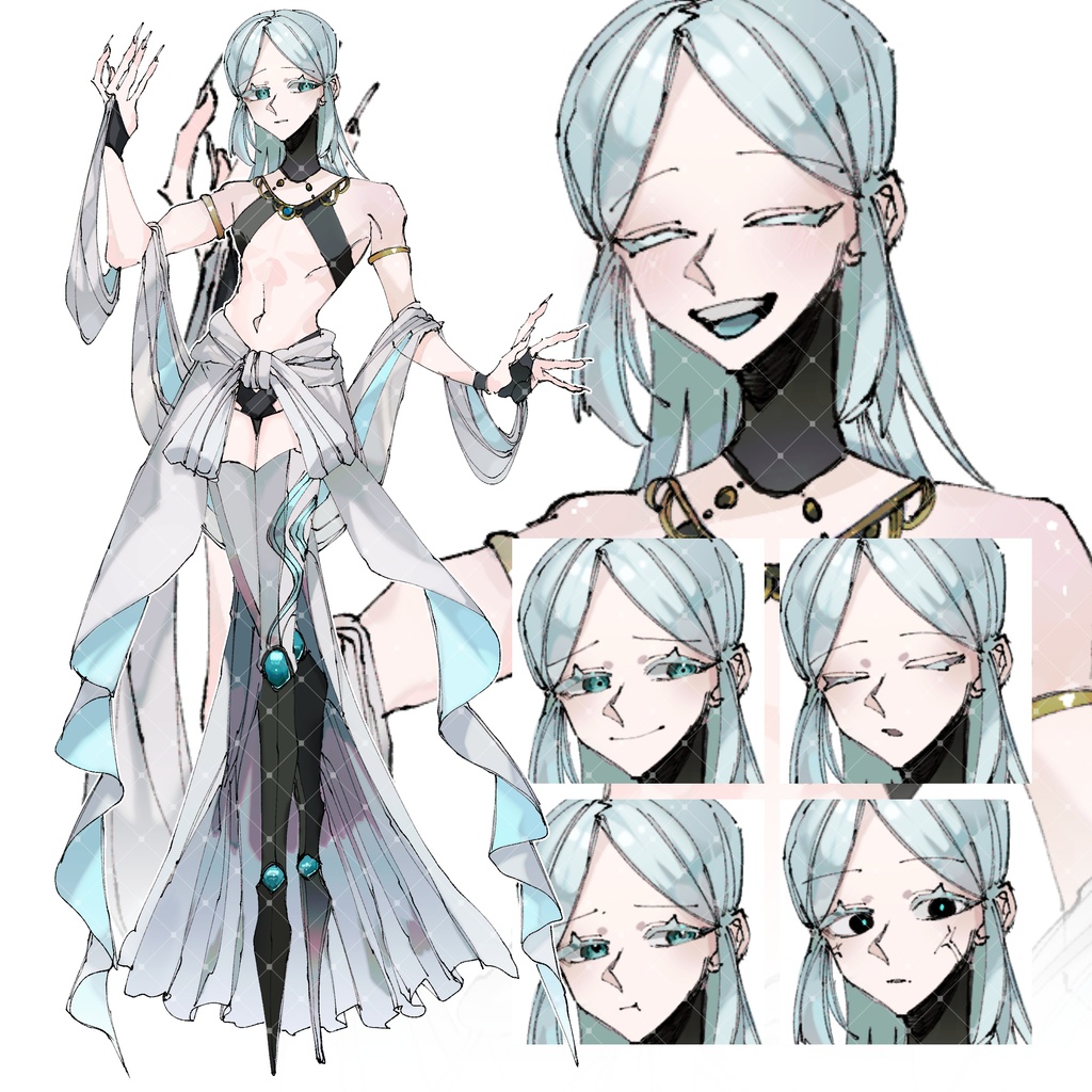 【立ち絵素材】水色髪の魔術師【魔術師シリーズ】
