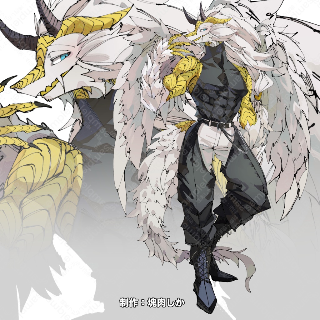 【立ち絵素材】軽装備の竜人