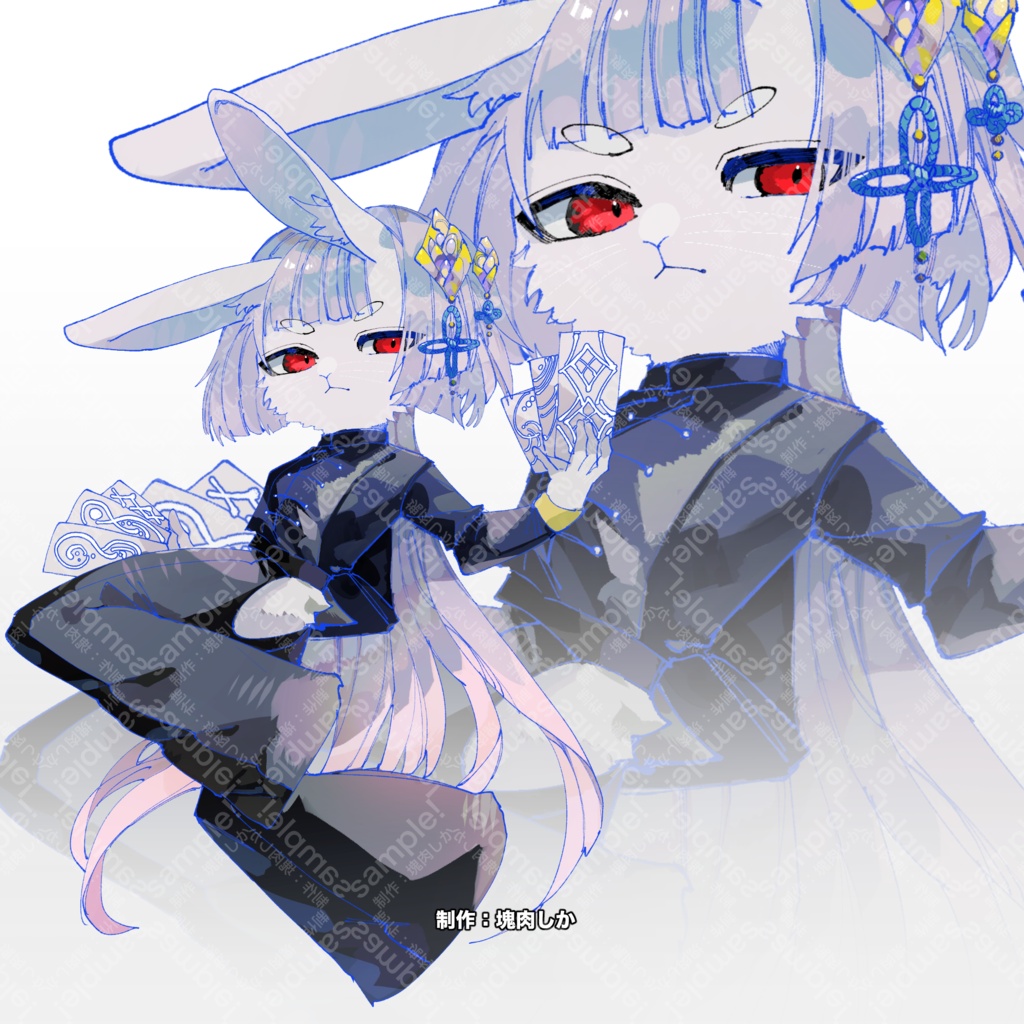 🦌セール中🦌お札持ちのうさぎの獣人【立ち絵素材】