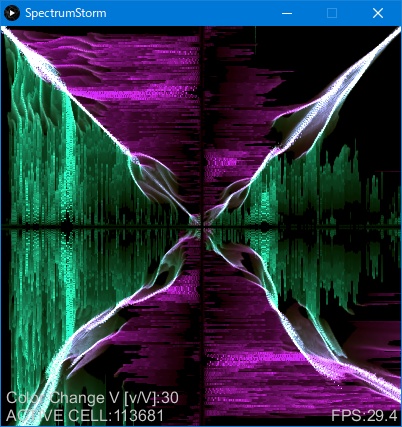 オーディオビジュアライザ「SpectrumStorm」(Windows用アプリ)