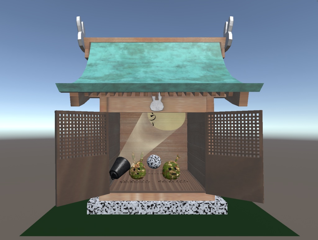 うさぎの祠(社)&龕灯 3Dモデル&VRChat用ギミック