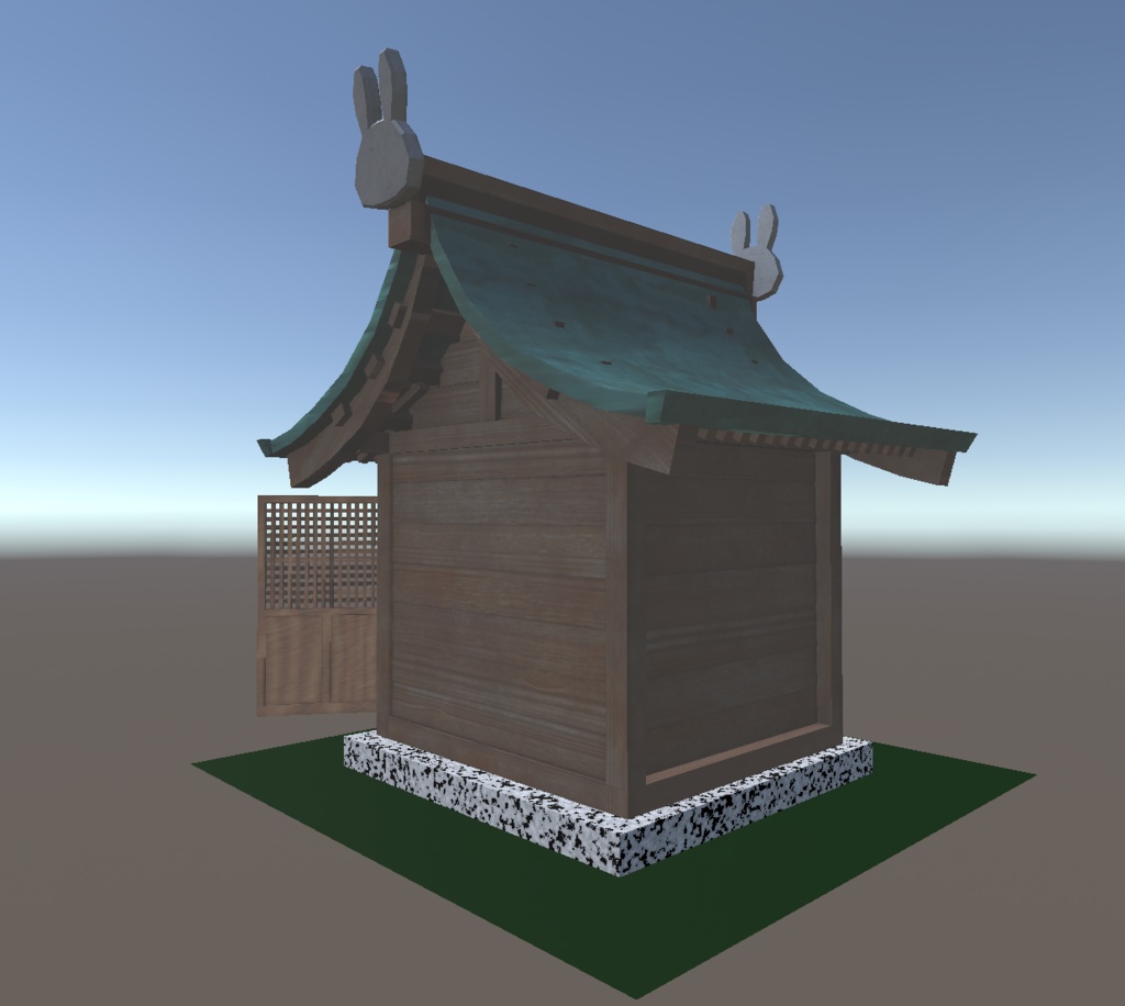 うさぎの祠(社)&龕灯 3Dモデル&VRChat用ギミック