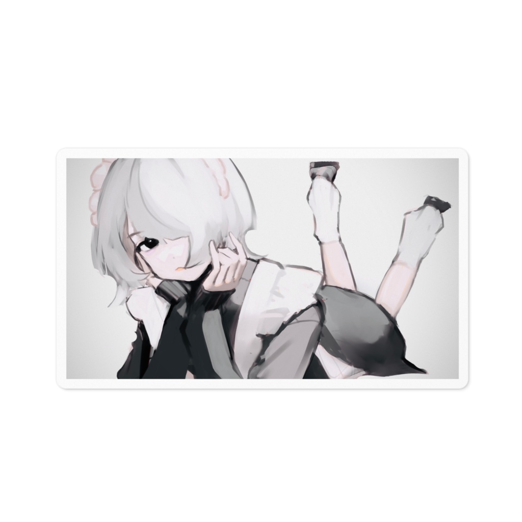 寝そべりメイドステッカー