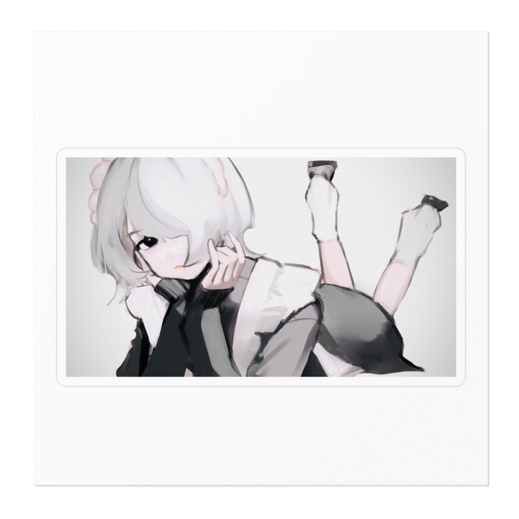 寝そべりメイドステッカー