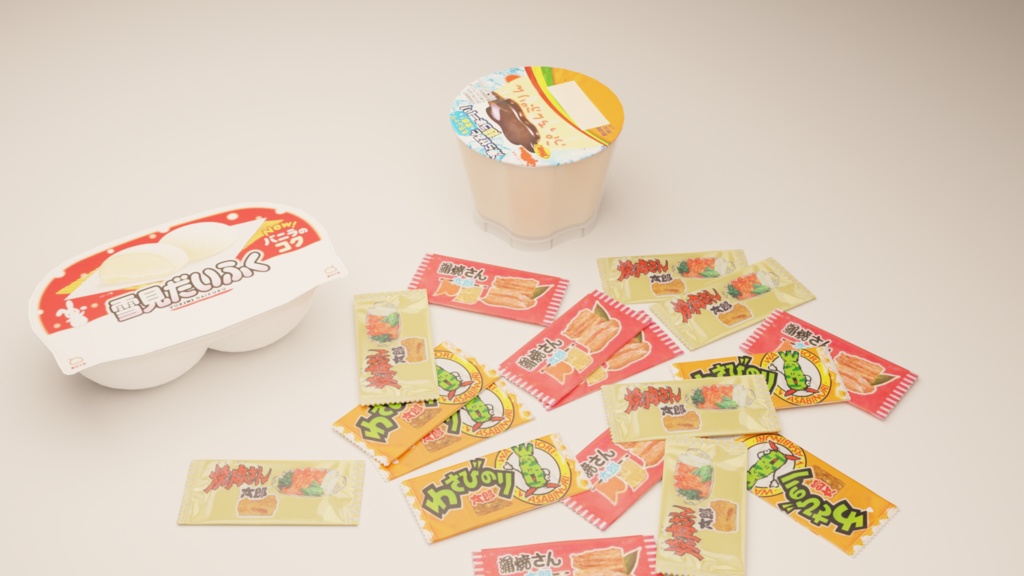 3Dモデル　お菓子セット