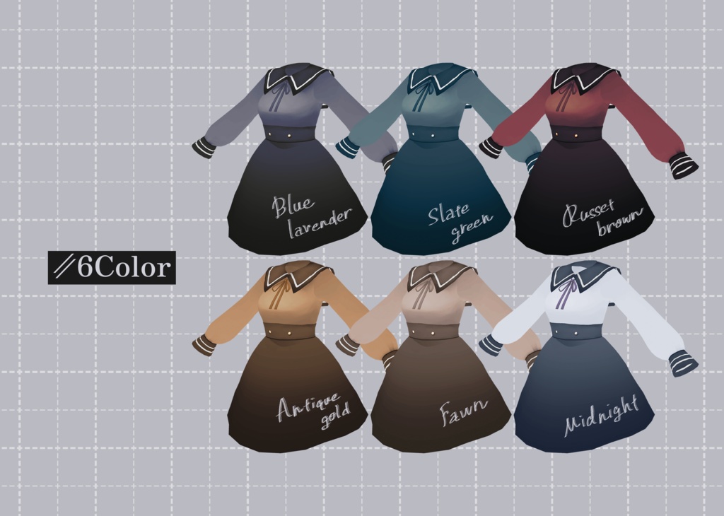 【VRoid正式版】Autumn Sailor Dress【6Color】