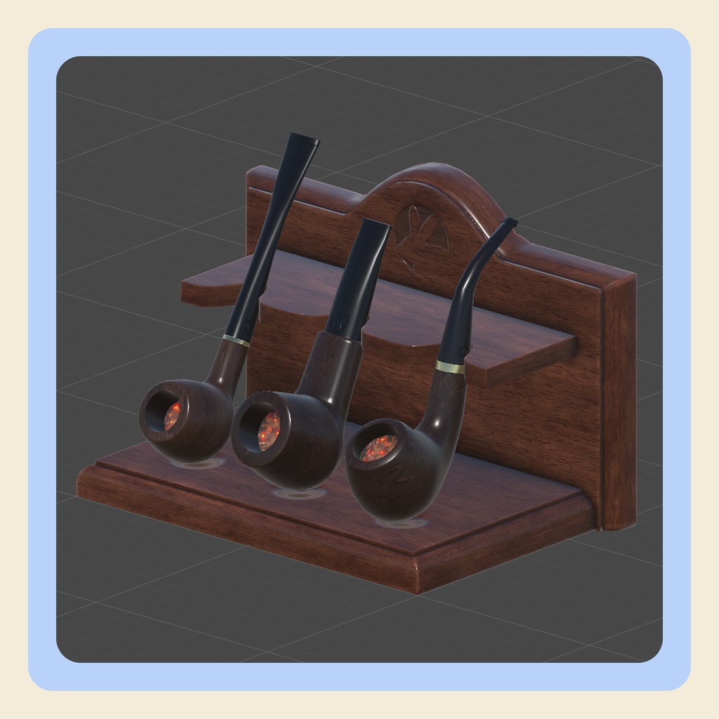 【3Dモデル】パイプタバコ(煙草)+パイプスタンド