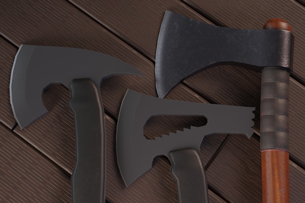 【3Dモデル】ハンドアックス3種
