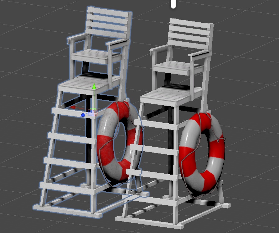 【3Dモデル】ライフガード(ライフセイバー)の椅子と救命浮輪