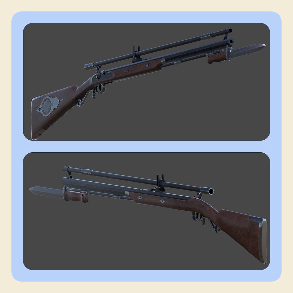 【3Dモデル】パーカッションロック式ライフル