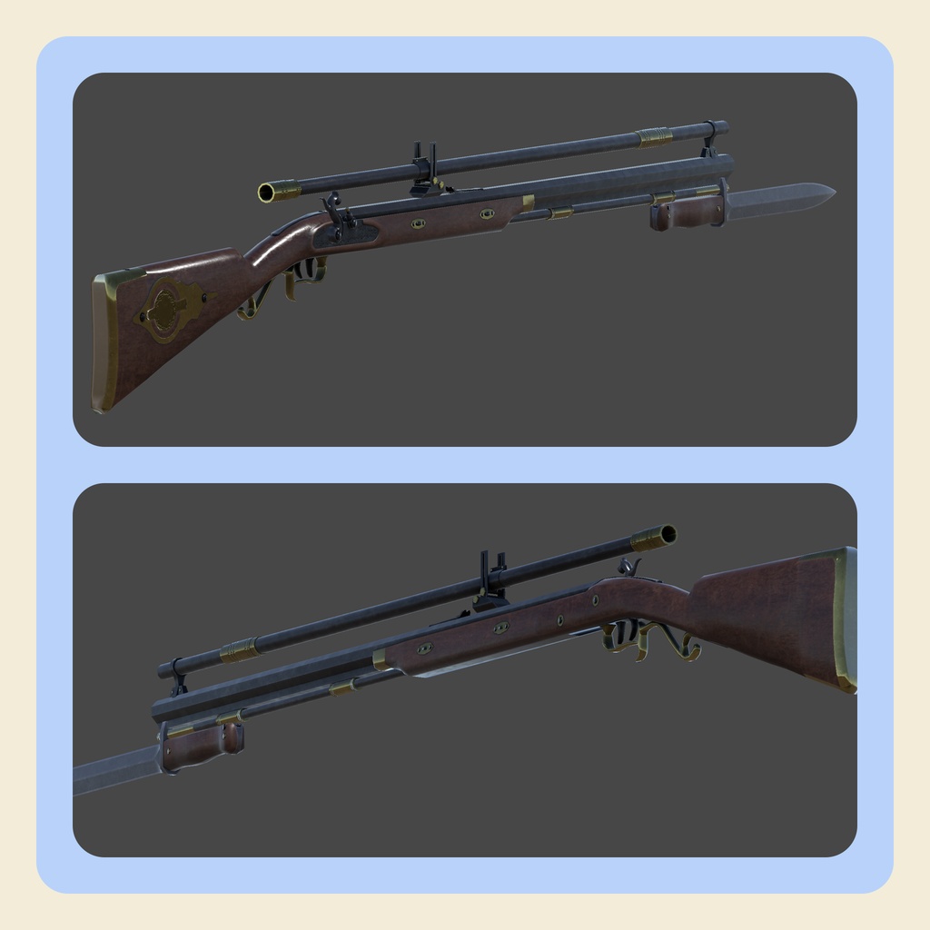 【3Dモデル】パーカッションロック式ライフル
