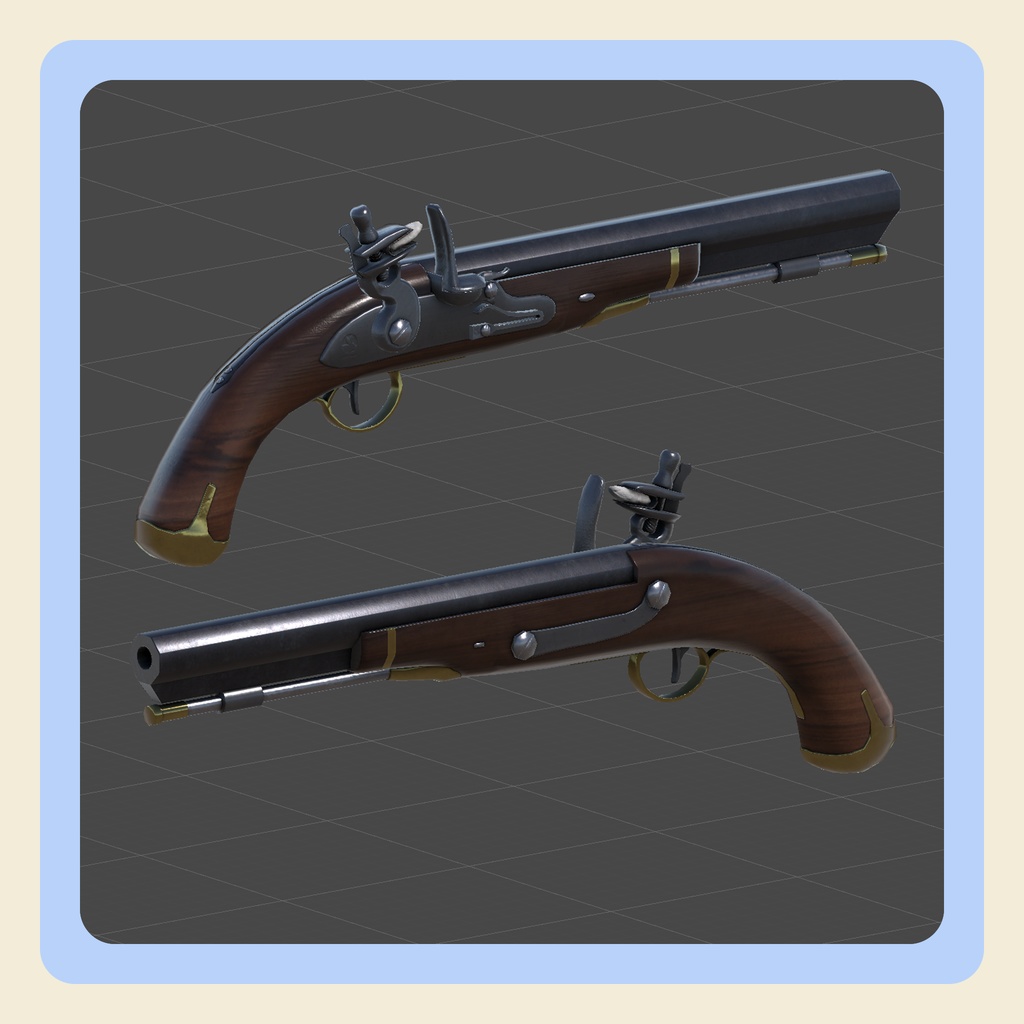 【3Dモデル】フリントロック式ピストル