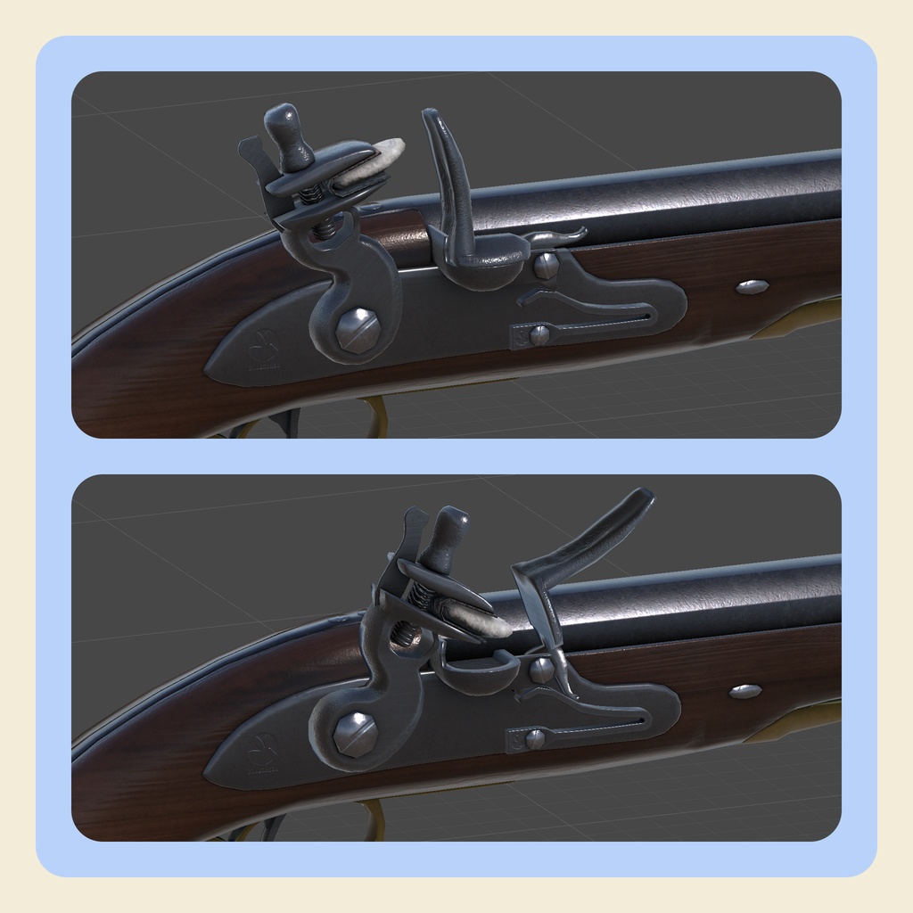 【3Dモデル】フリントロック式ピストル