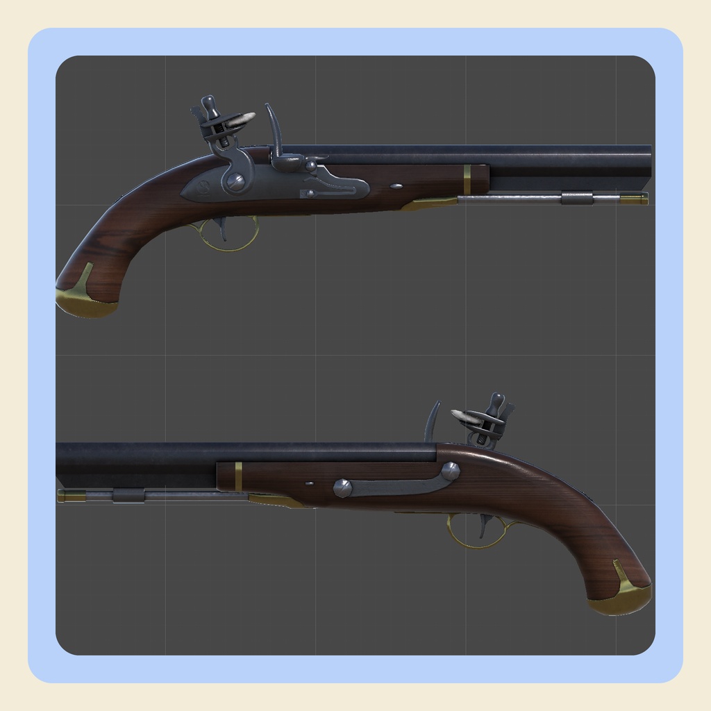 【3Dモデル】フリントロック式ピストル
