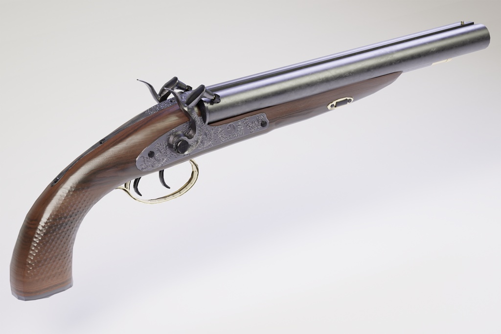 【3Dモデル】パーカッションロック式水平二連ショットガン