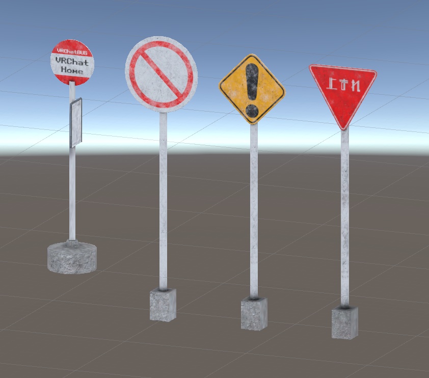 【3Dモデル】ぼこぼこにできる道路標識・バス停セット