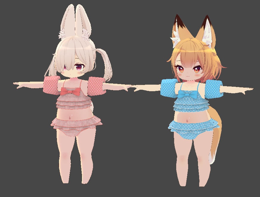 【3Dモデル】「こうめ」「おもち」ちゃん向け水着