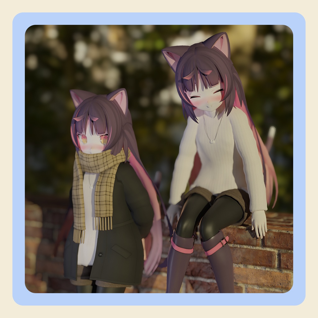 【3Dモデル】猫山苗ちゃん向け セーター+ホットパンツ