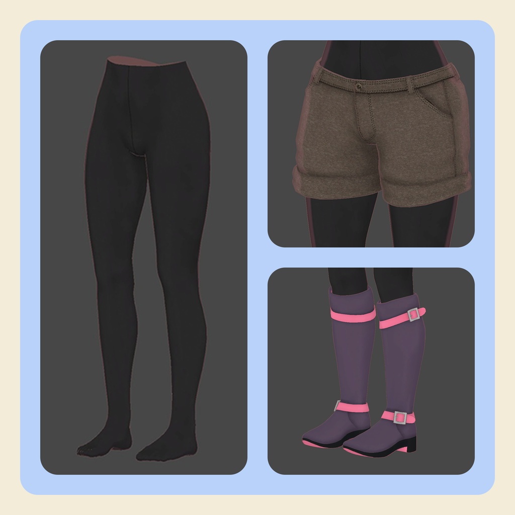 【3Dモデル】猫山苗ちゃん向け セーター+ホットパンツ