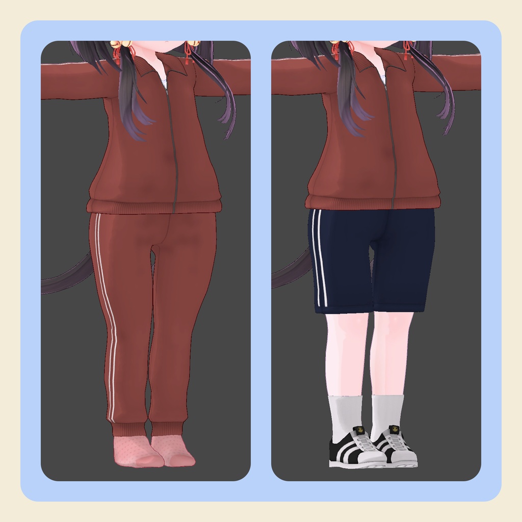 【3Dモデル】あずきちゃん向け ハンテン+ジャージ