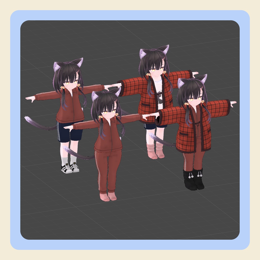【3Dモデル】あずきちゃん向け ハンテン+ジャージ